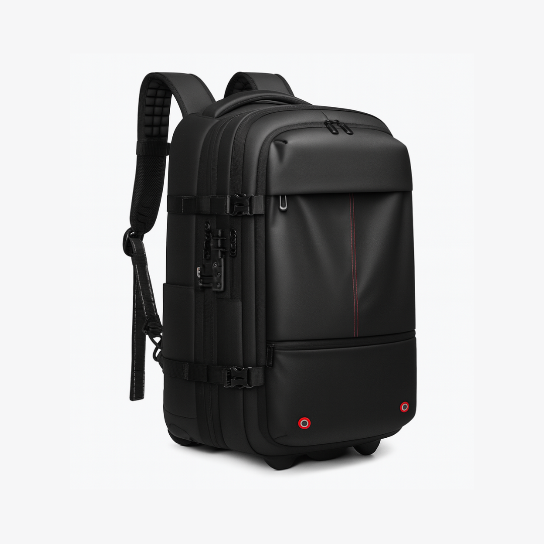 Dependz 9222 Black backpack with red accents on a white background