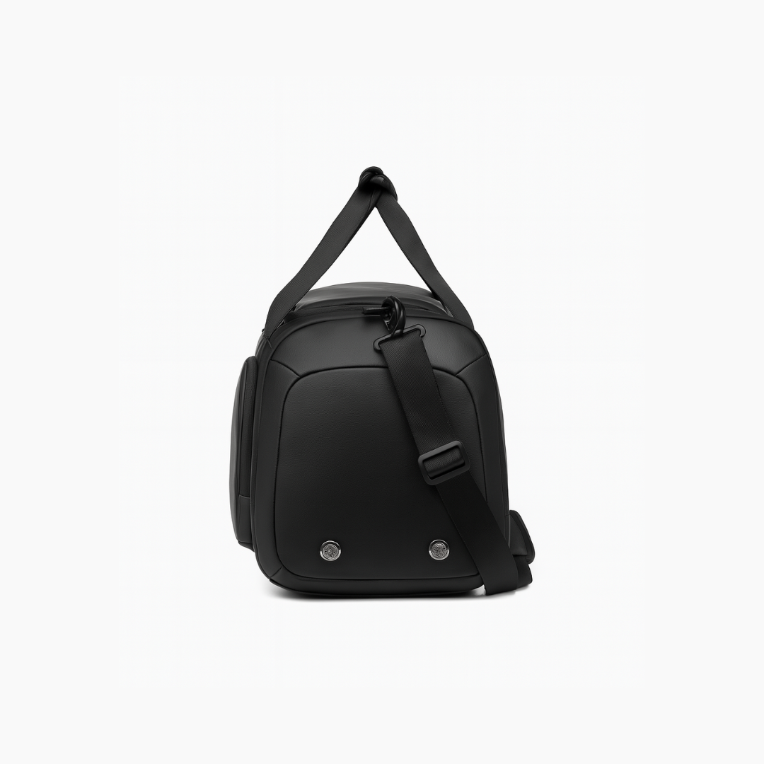 Dependz 605 Black backpack with a strap on a white background