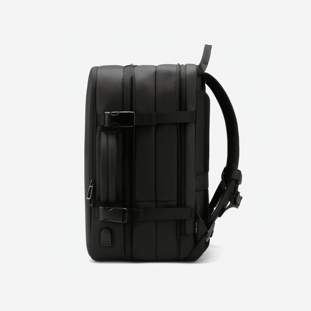 Dependz 1020-K Black backpack on a light gray background