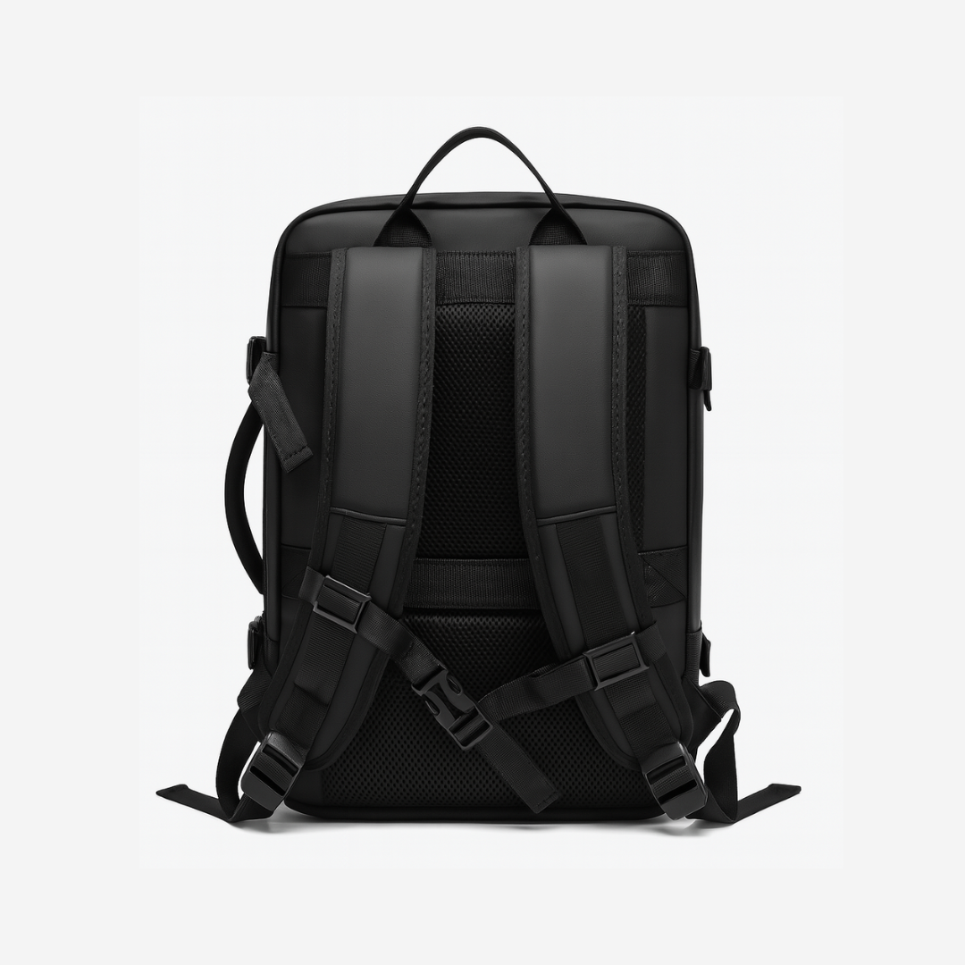 Dependz 1020-K Black backpack on a light gray background