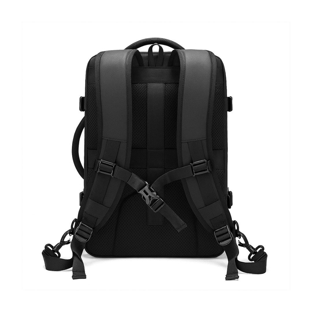 Dependz 1023 Black backpack shown from the back on a white background
