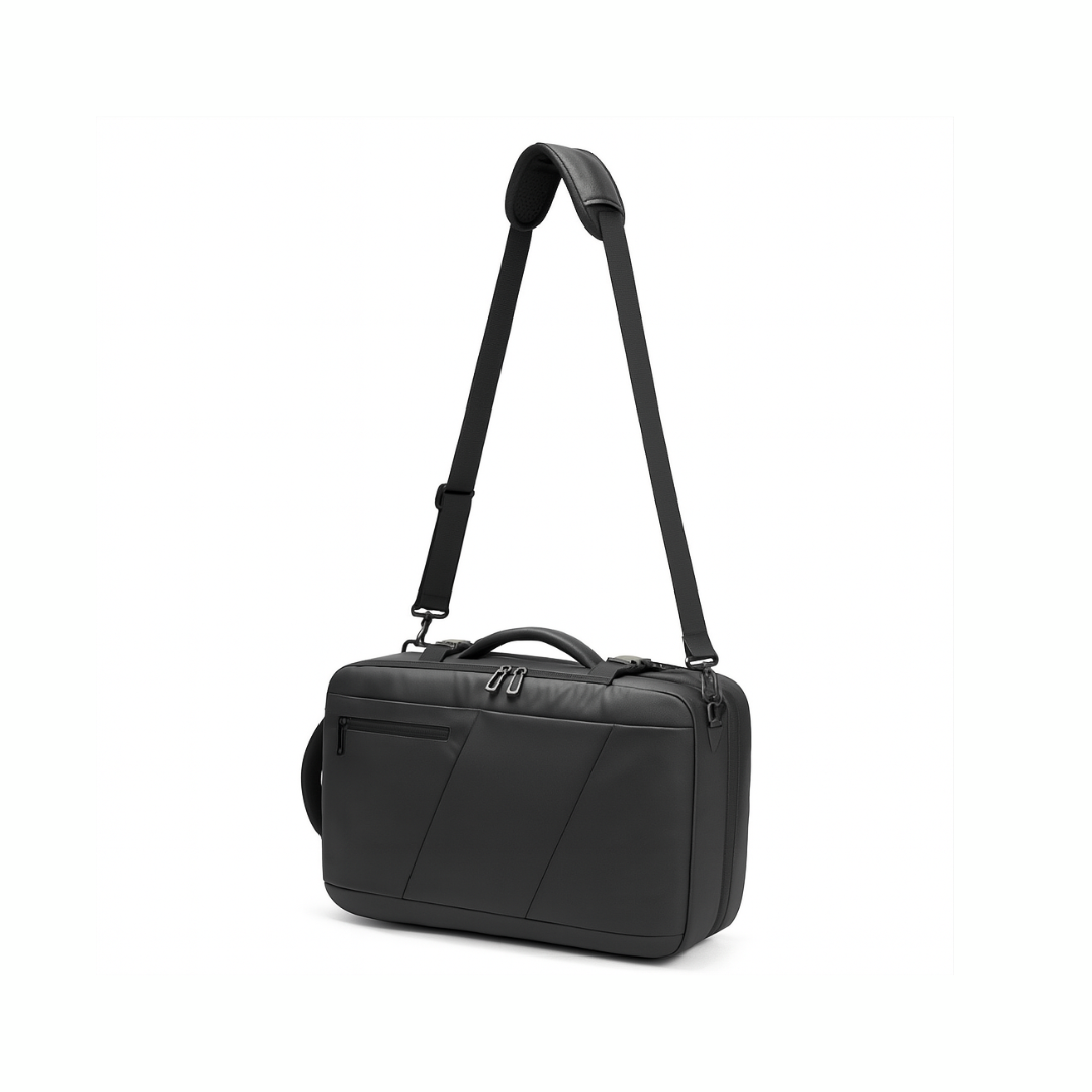 Dependz 1023 Black shoulder bag with a strap on a white background