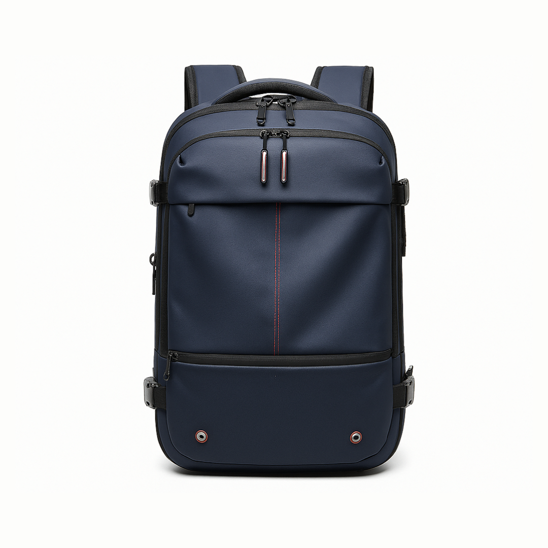 Navy blue Dependz 7757 backpack with black accents on a white background