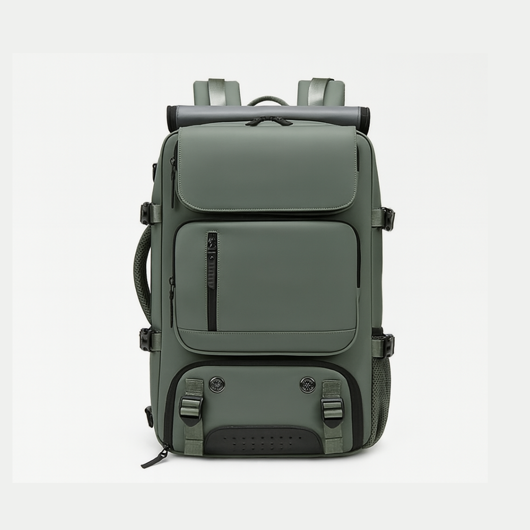 Green Dependz 7798 backpack on a light gray background