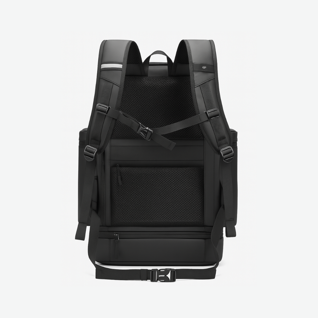 Dependz 7716‑3 travel backpack ergonomic padded shoulder straps rear view
