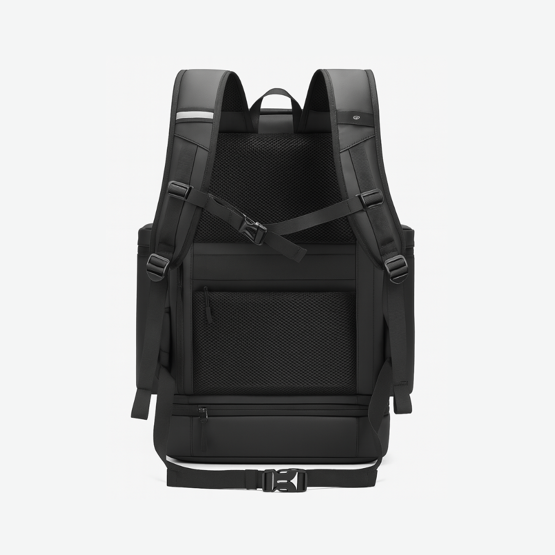 Dependz 7716‑3 travel backpack ergonomic padded shoulder straps rear view