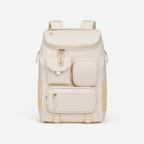 Beige Dependz7900 backpack with multiple pockets on a white background