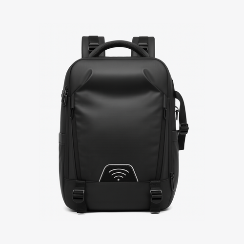Dependz 5515 Black backpack with a wireless charging icon on a white background