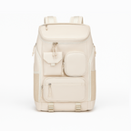 Beige Dependz 7900 backpack with multiple pockets on a white background