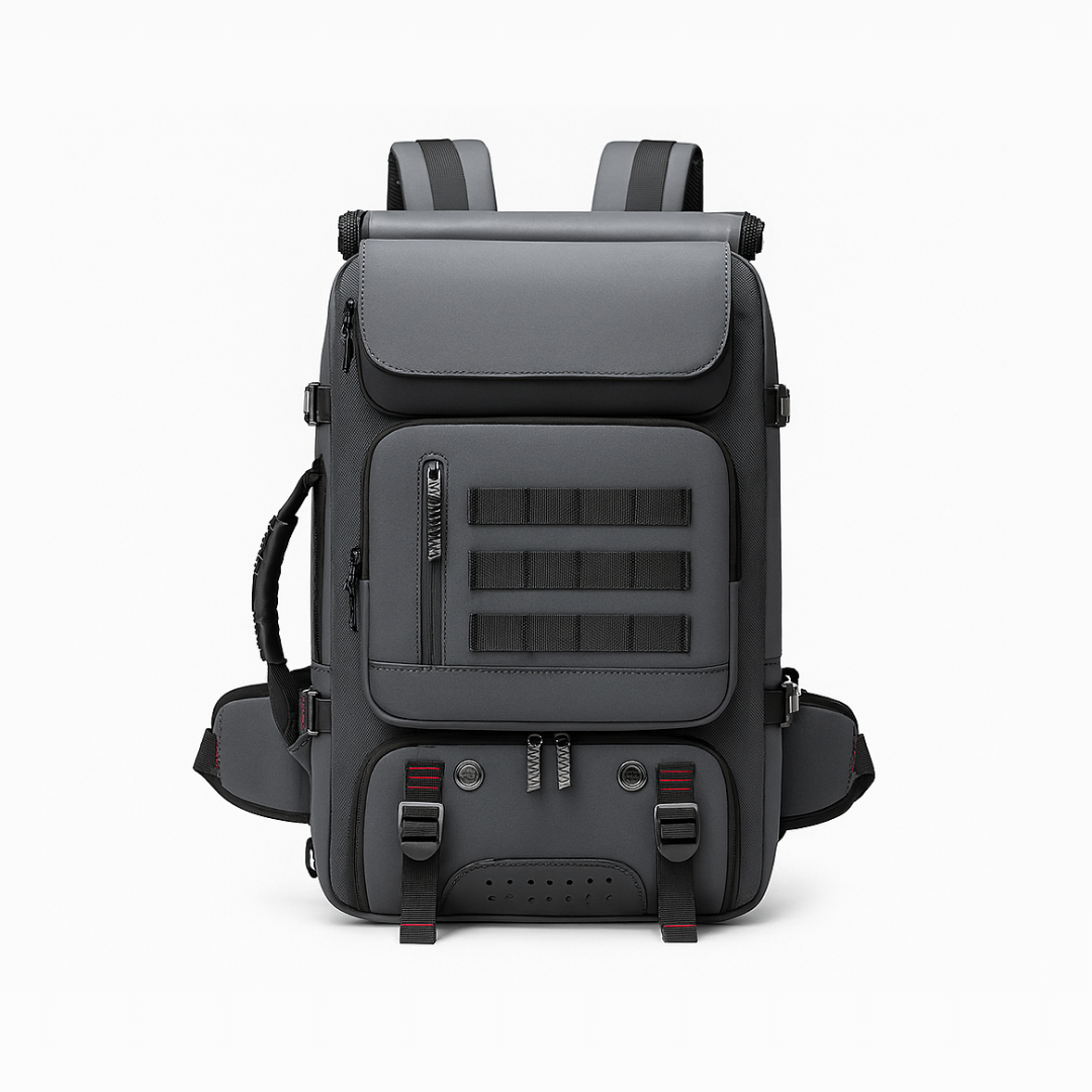 Gray Dependz 7768 backpack with tactical design on a white background